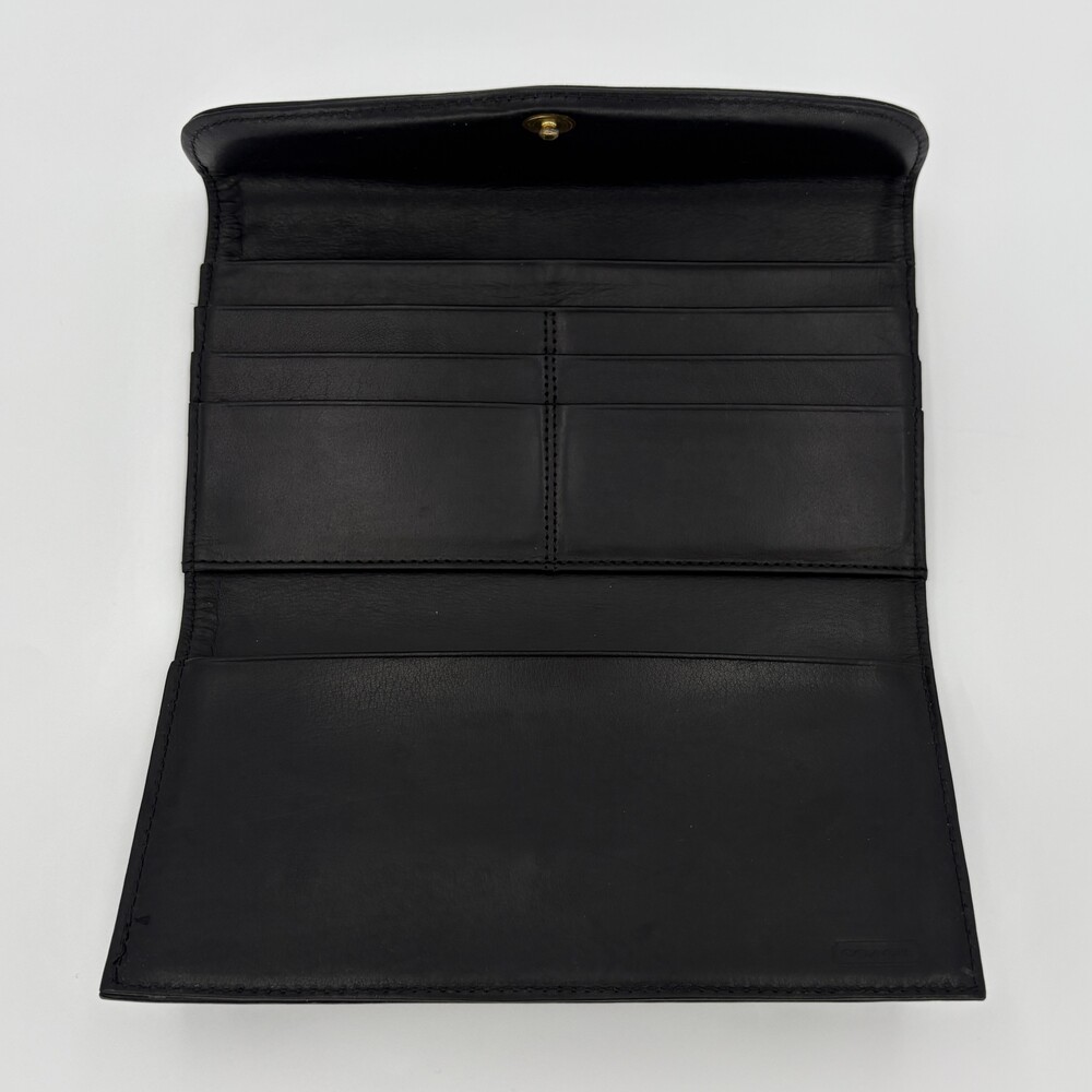 Vintage Coach Black Glove Tanned Leather Trifold Long Wallet Organizer - Picture 6 of 12